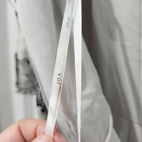 J.O.A. Revolve Tiered Off The Shoulder Lace Mini Dress in Nude Black, Size M - Picture 13 of 16